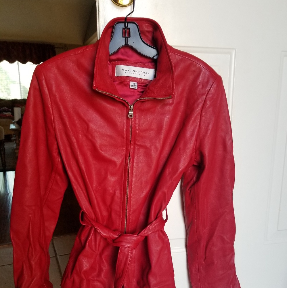 Andrew Marc New York red leather jacket